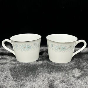 Noritake White and Blue Floral Mugs